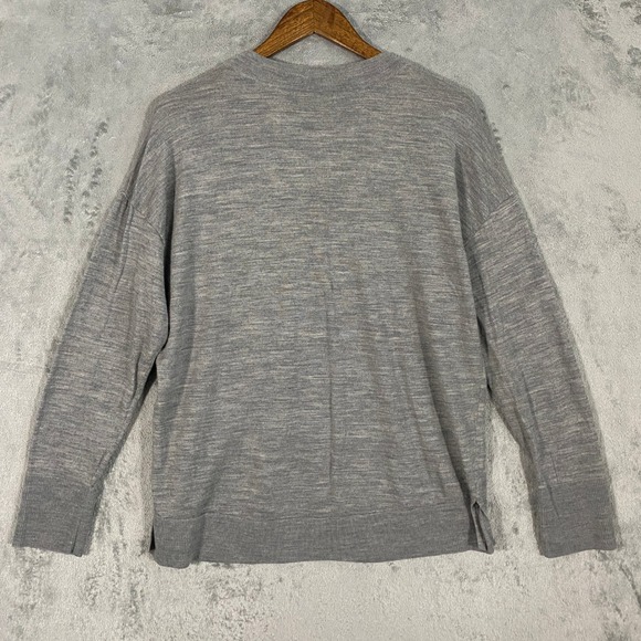 Banana Republic Sweater Womens Large Gray V-Neck 100% Merino Wool Relaxed Fit - Picture 6 of 11